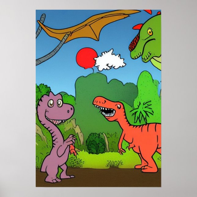 A.I. tecknad dinosaurier är på spel, roligt Poster (Framsidan)