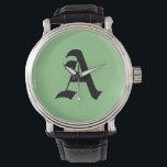 "A" inledning Armbandsur<br><div class="desc">"A" Inledande med Gröntens bakgrund</div>