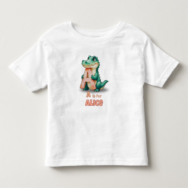 A is for Alice– Personalized Toddler T-Shirt  (Framsida)