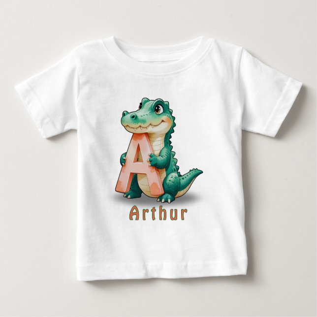 A is for Alligator – Custom Baby T-Shirt with Name (Framsida)