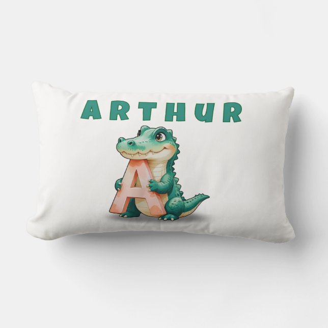 A is for Alligator – Personalized Baby Name Pillow Lumbarkudde (Framsida)