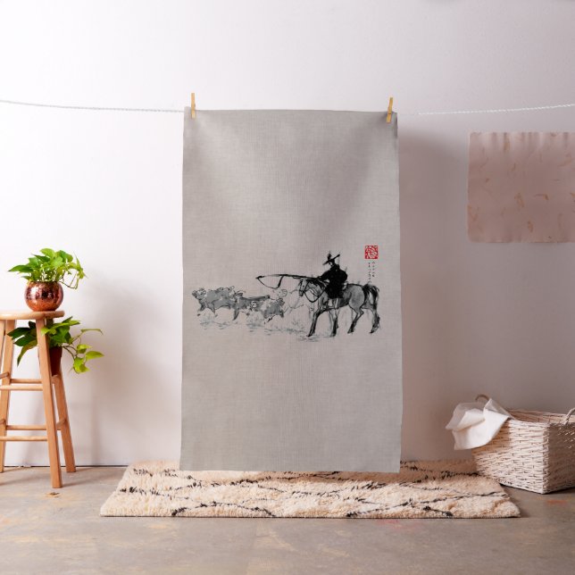a _Japansk häst samurai art equestrian sumi Tyg (In Situ)