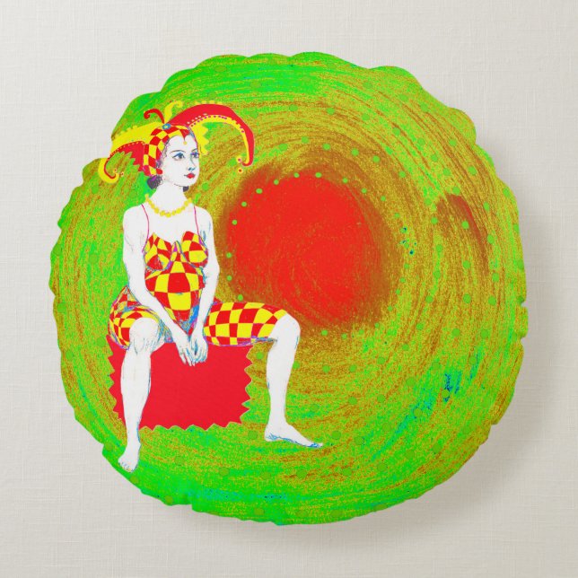 A jester Queen Rund Kudde (Framsidan)