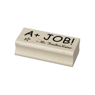 "A+ JOBB!" + Anpassningsbar Lärare Namn Rubber Fri Stämpel