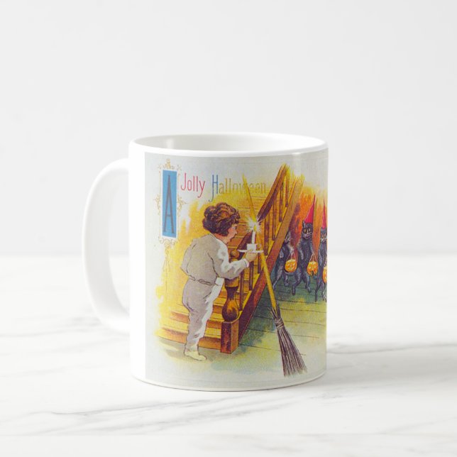 A Jolly Halloween (Svarta katter) Kaffemugg (Framsida vänster)