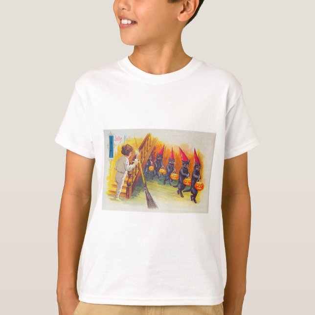 A Jolly Halloween (Svarta katter) T Shirt (Framsida)