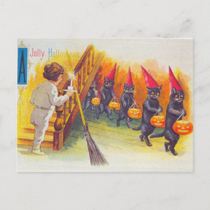 A Jolly Halloween (Svarta katter) Vykort