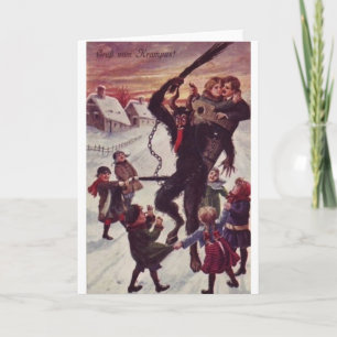 A Jolly Krampus Snö Scene Helgkort