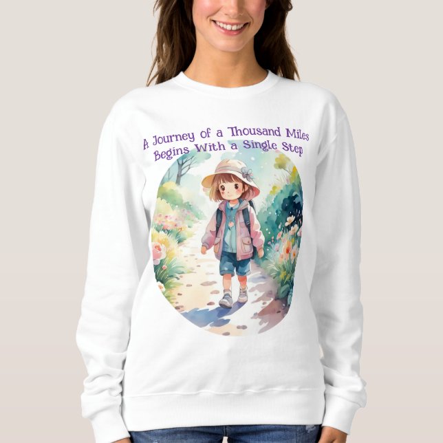 A Journey of a Thousand Miles Quote Cute T-Shirt (Framsida)