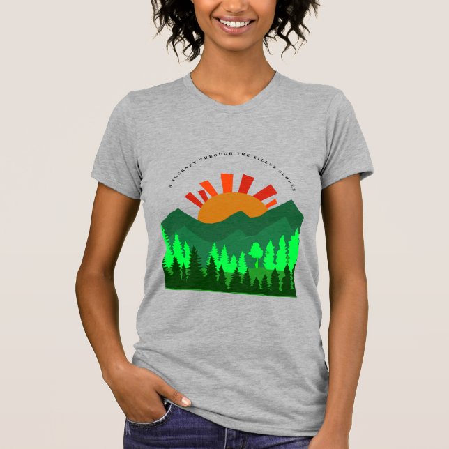 A Journey Through the Silent Slopes Retro Mountain T Shirt (Framsida)