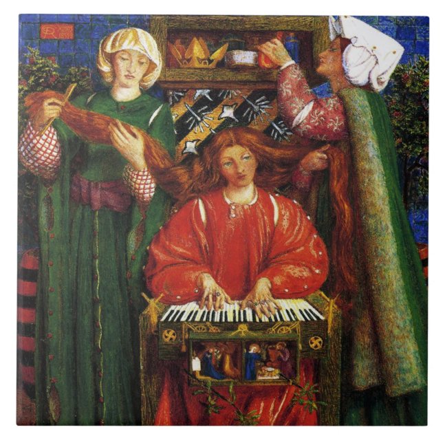 A jul Sång (Julafton) (Dante Gabriel Rossetti) Kakelplatta (Framsidan)