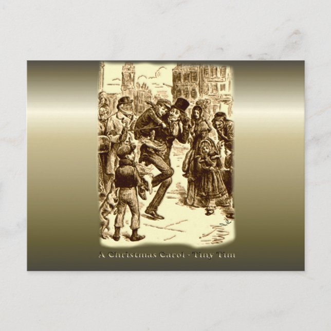 A jul Sång - Tiny Tim Helg Vykort (Framsida)