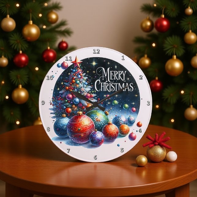 A Julgran och Festive Ornaments Stor Klocka (Skapare uppladdad)