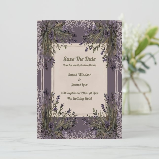 A Kärlek i Bloom Lavender Wedding bjudande Inbjudningar (Stående Fram)