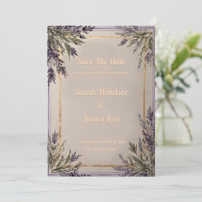 A Kärlek i Bloom Lavender Wedding bjudande Inbjudningar (Stående Fram)