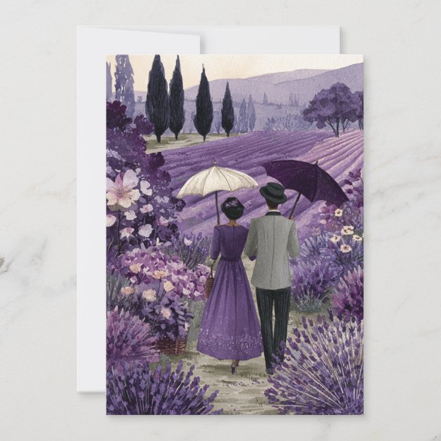 A Kärlek som Lavender | Lugn Romantik Inbjudningar (Framsida)