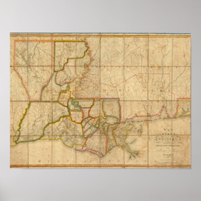 A Karta i delstaten Louisiana Poster (Framsidan)