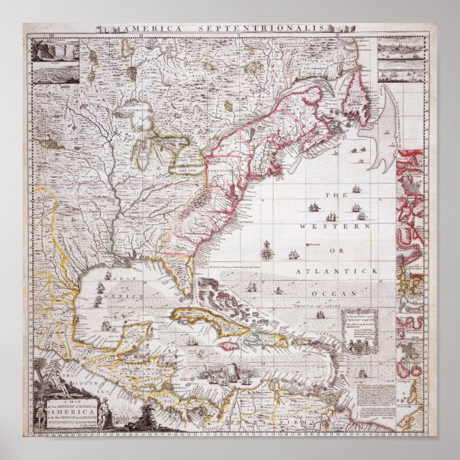 A Karta i det brittiska imperiet i Amerika Poster (Framsidan)