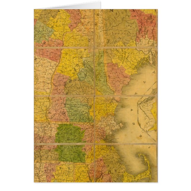 A Karta i New England Stater Hälsningskort (Framsidan)