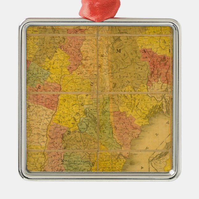 A Karta i New England Stater Julgransprydnad Metall (Framsidan)