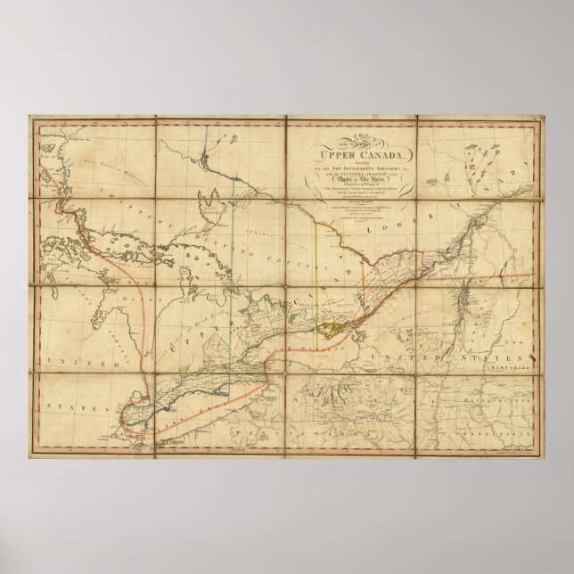 A Karta i provinsen Upper Canada Poster (Framsidan)