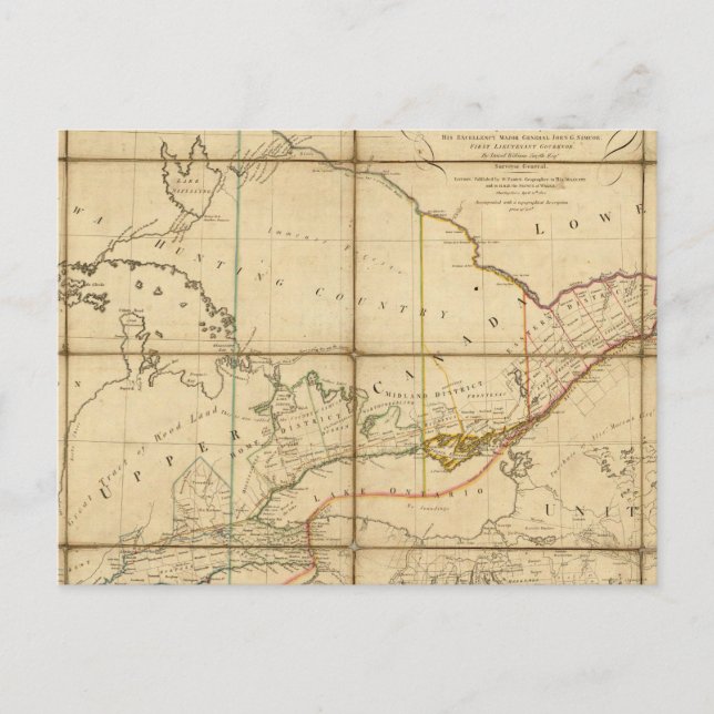 A Karta i provinsen Upper Canada Vykort (Framsida)