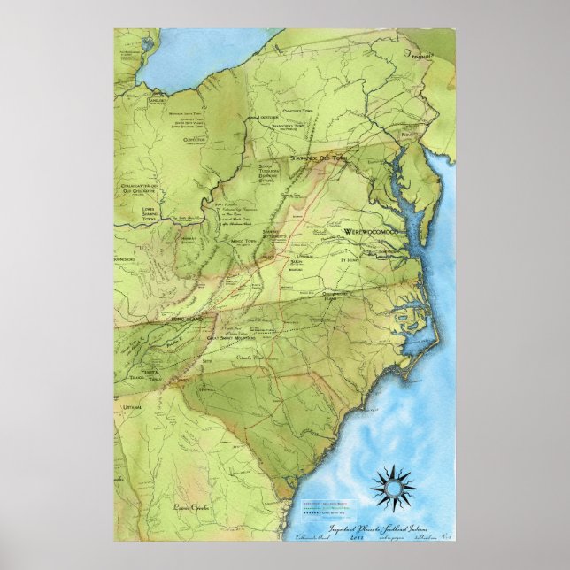 A karta i viktiga ställe till sydöstra indianer poster (Framsidan)