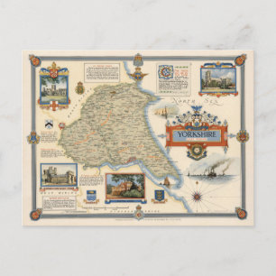 A Karta i Yorkshire: Öster Riding Vykort