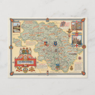 A Karta i Yorkshire: Väster Riding Vykort