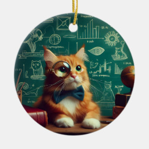 A Katt med monokel II Julgransprydnad Keramik