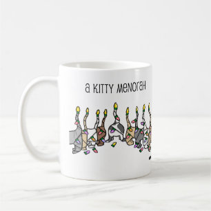 A Kattunge Menorah för Hanukkah Kaffemugg