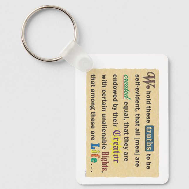 A keychain with a declaration. nyckelring (Framsida)