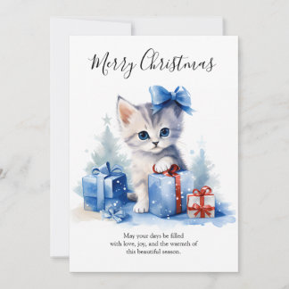 A Kitten's Snowy Christmas Gift Julkort