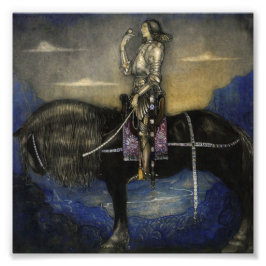 "A Knight Rode Up"Watercolor by John Bauer Fototryck