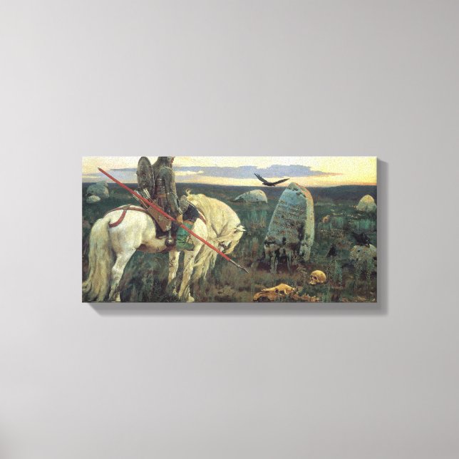A Knight vid Crossways (av Viktor Vasnetsov) Canvastryck (Framsida)