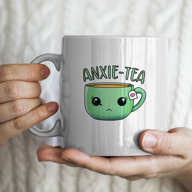 A kopp i Anxie-Tea Anxiety Tea Pun Jumbo Mugg (Skapare uppladdad)