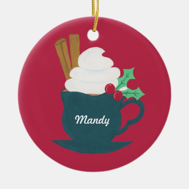 A KOPP i LÅT DET SNÖA Julgransprydnad Keramik (Framsidan)