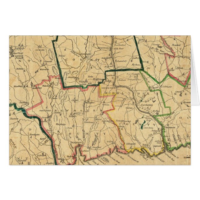 A Korrekt Karta i Connecticut Hälsningskort (Framsidan Horizontal)