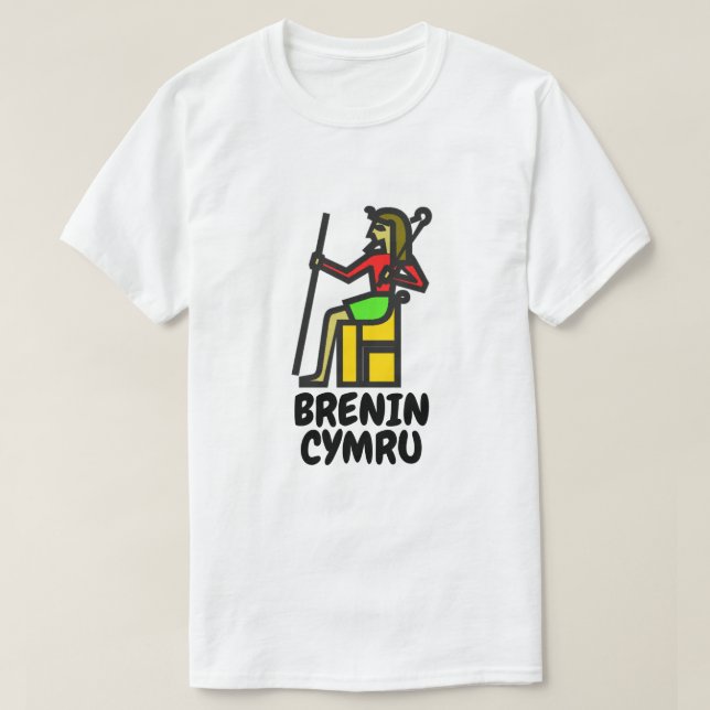 A kung och Welsh text brenin cymru T Shirt (Design framsida)
