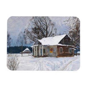 A Land House i Dusk på Winter Magnet