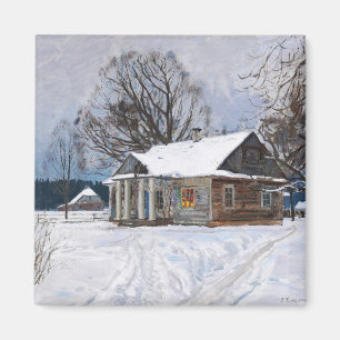 A Land House i Dusk på Winter Magnet