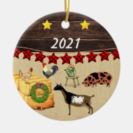 A Land jul KuneKune & Goat Julgransprydnad Keramik