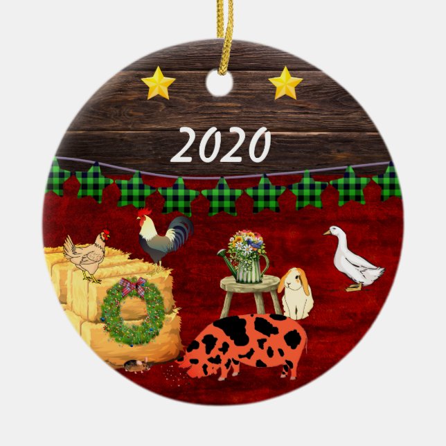 A Land jul KuneKune Gris Julgransprydnad Keramik (Framsidan)