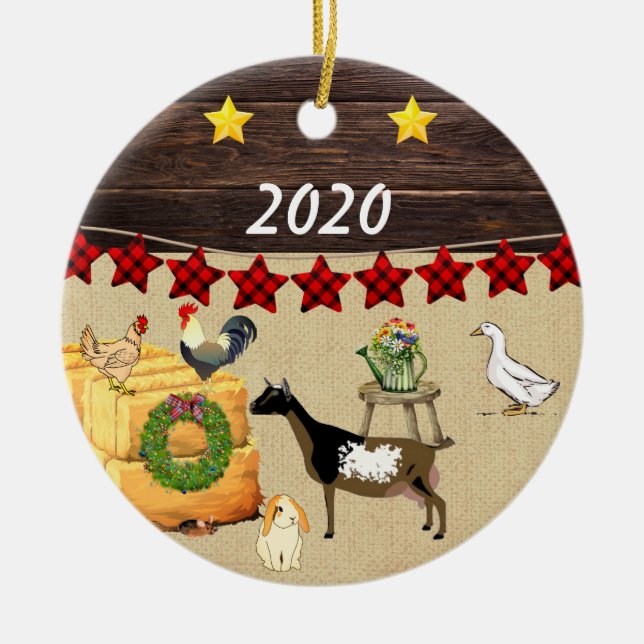 A Land-jul nigerianska Dwarf Goat Julgransprydnad Keramik (Framsidan)