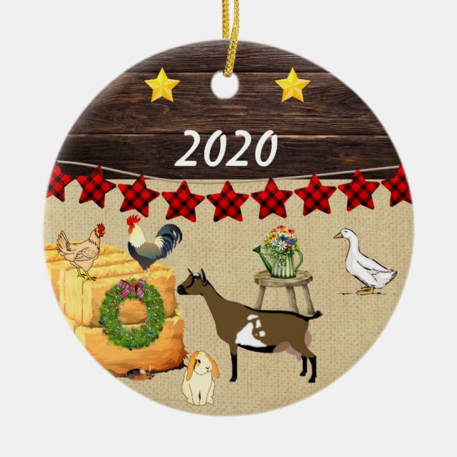 A Land-jul nigerianska Dwarf Goat Julgransprydnad Keramik (Framsidan)