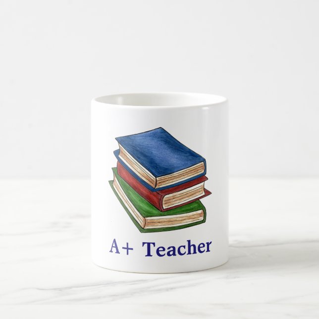 A+ Lärare Bibliotek Bok Stack Lärarutbildning Kaffemugg (Center)