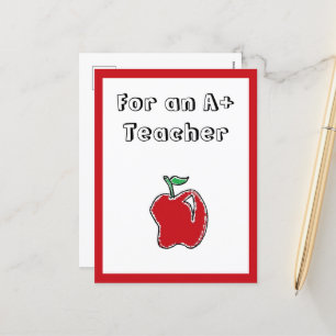 A+ Lärare Red Apple Coola School Tecknad Helg Vykort