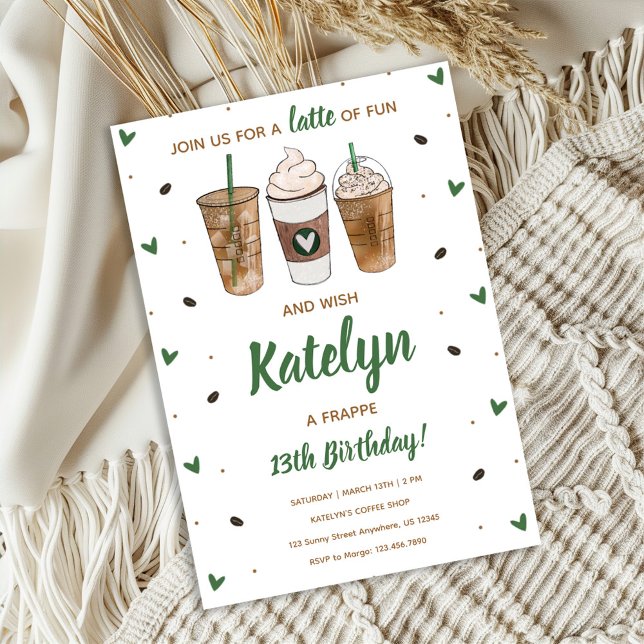 A Latte of Fun Birthday Invitation Inbjudningar (Skapare uppladdad)