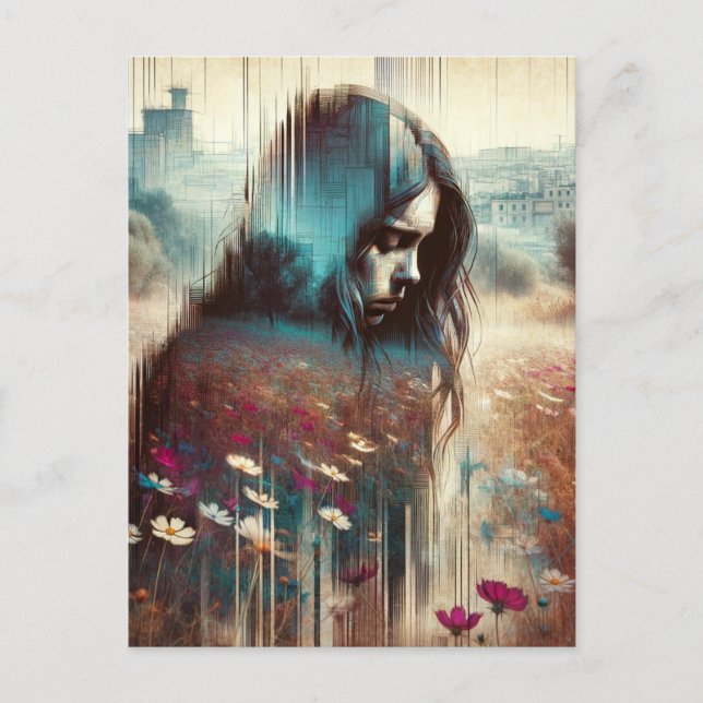 A ledsen kvinna vykort (Framsida)