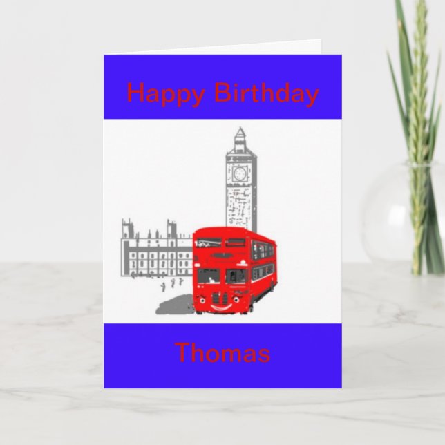 A leende London Buss Kort (Framsida)